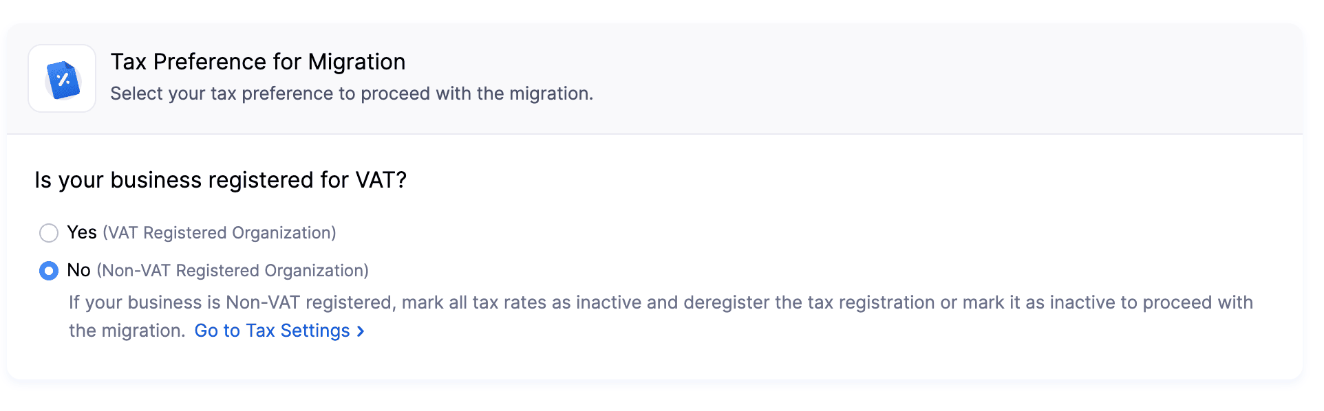 Non-VAT Registered Organisation