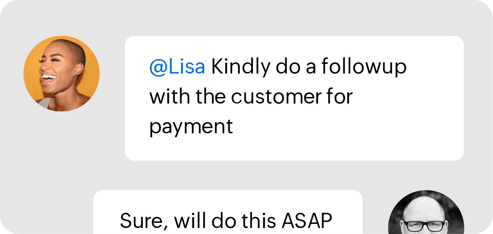 Chat feature in Zoho Books that allows collaboration with team members, accountants and customers