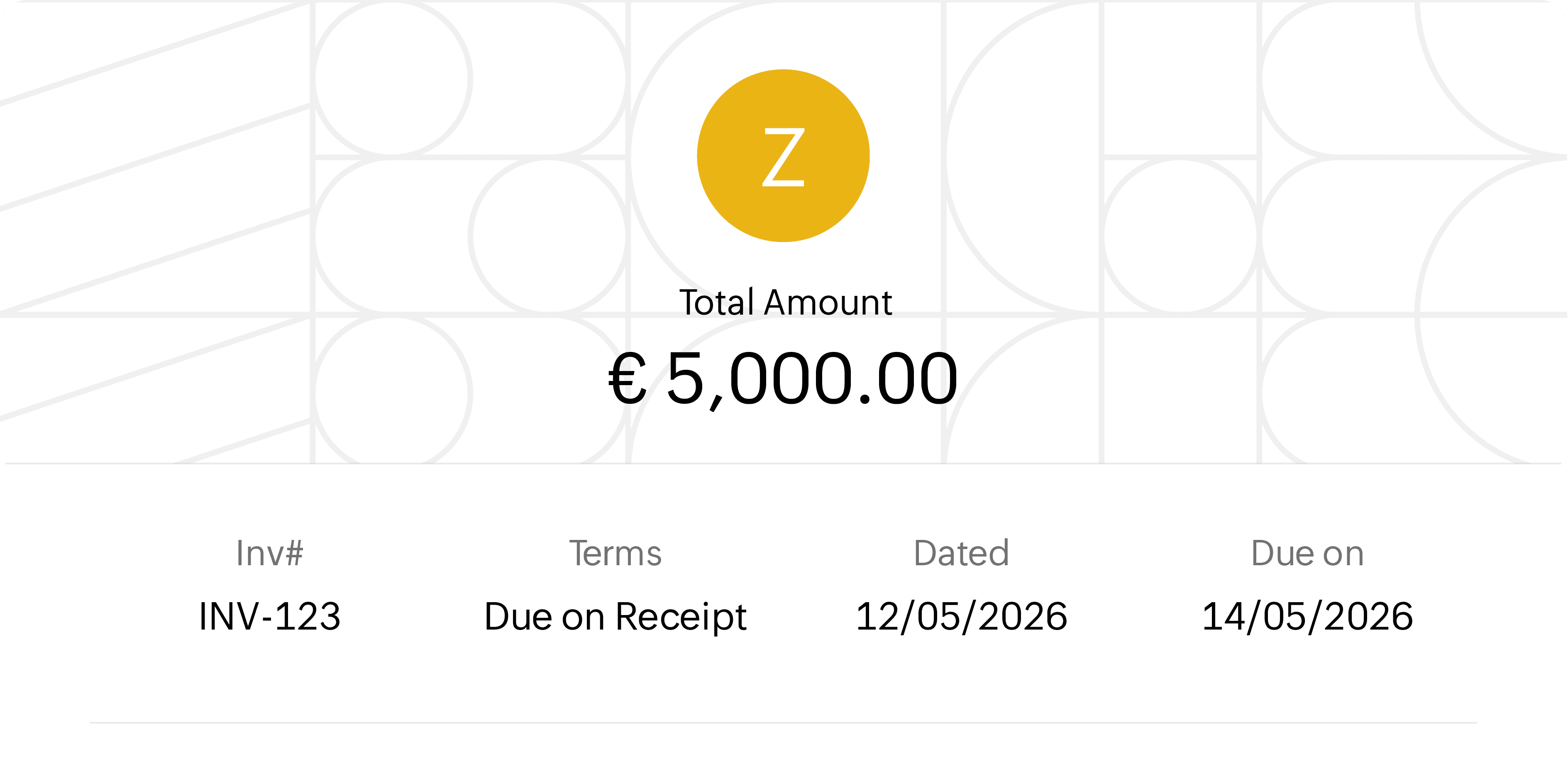 Illustration of a sample invoice with essential details like amount, invoice date, due date etc.