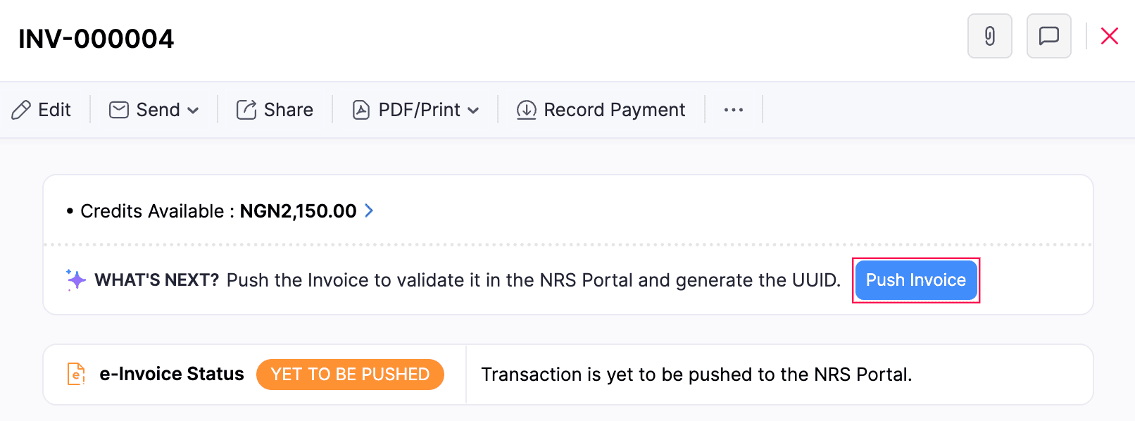 Push Invoices