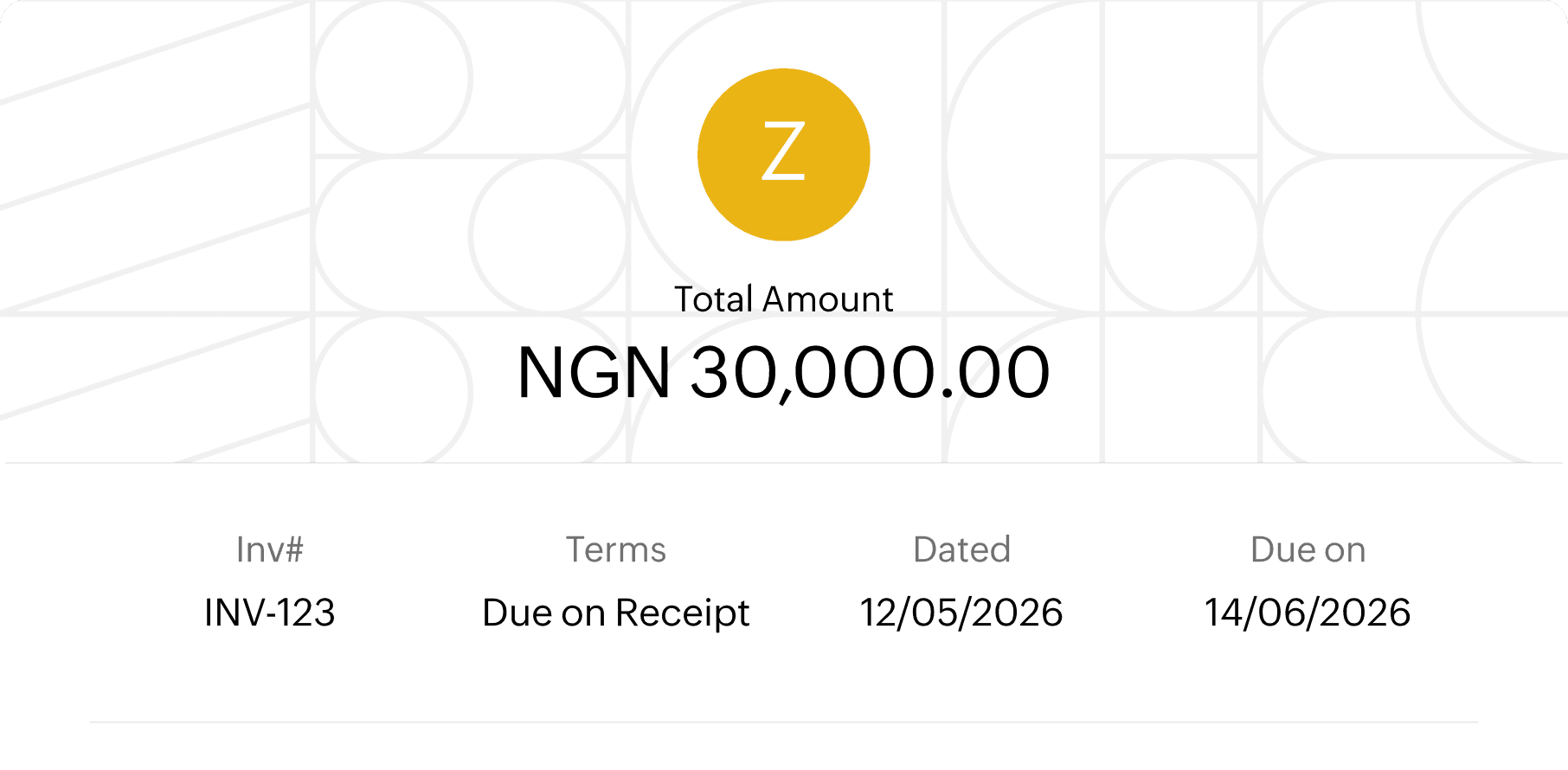 Illustration of a sample invoice with essential details like amount, invoice date, due date etc.