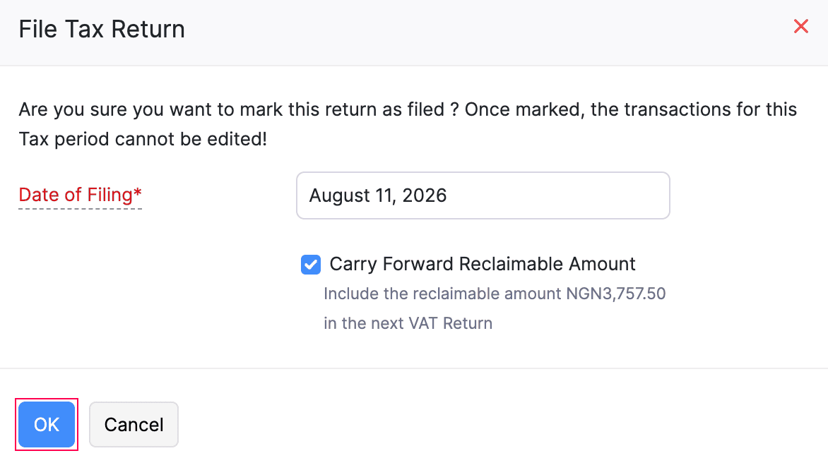 Carry Forward Reclaimable Amount