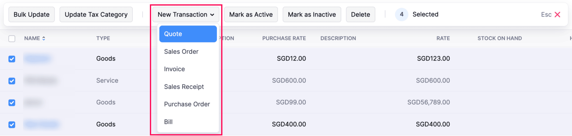 New Transaction