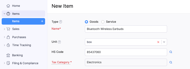 Item Tax Category