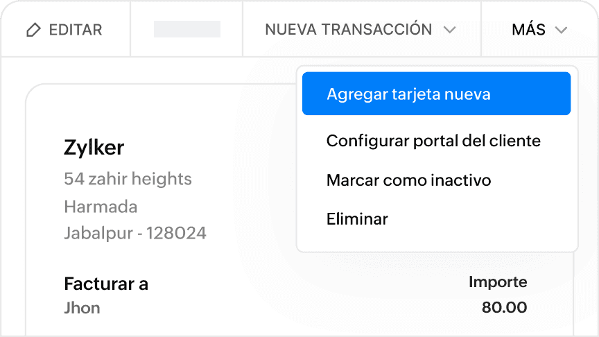Option to add a new card against a recurring transaction is highlighted.