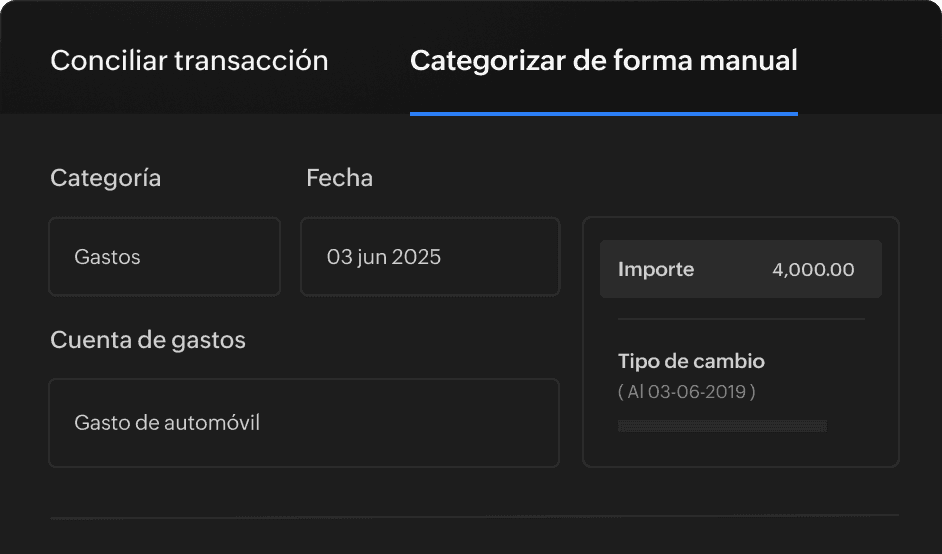 Bank feed item is categorized as an automobile expense manually