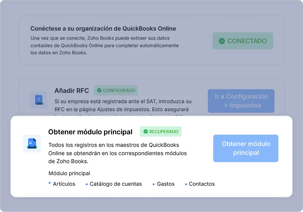 Sync master and transaction data | Migrate from QBO to Zoho Books