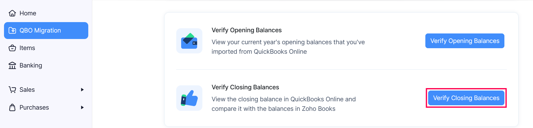 Verify Closing Balances