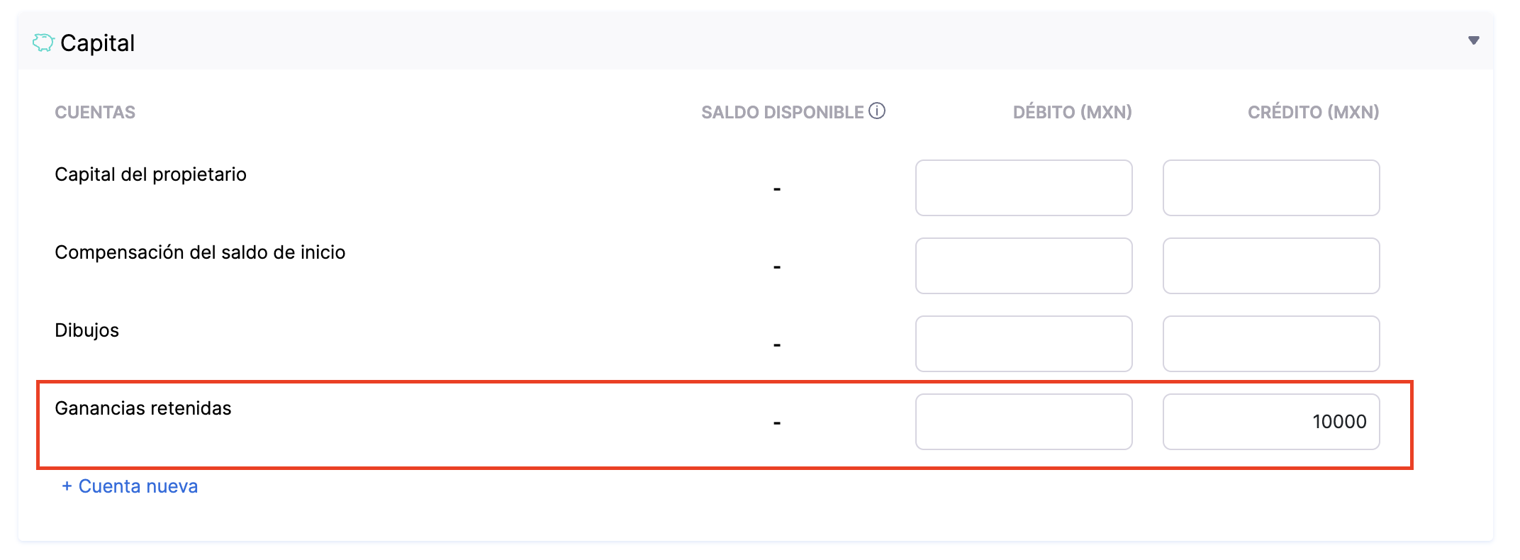 Enter the previous year's profit in the Retained Earnings account