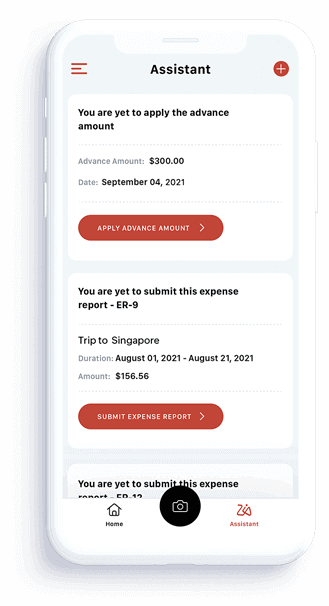 Screenshot showing the iOS app of travel and expense management software - Zoho Expense