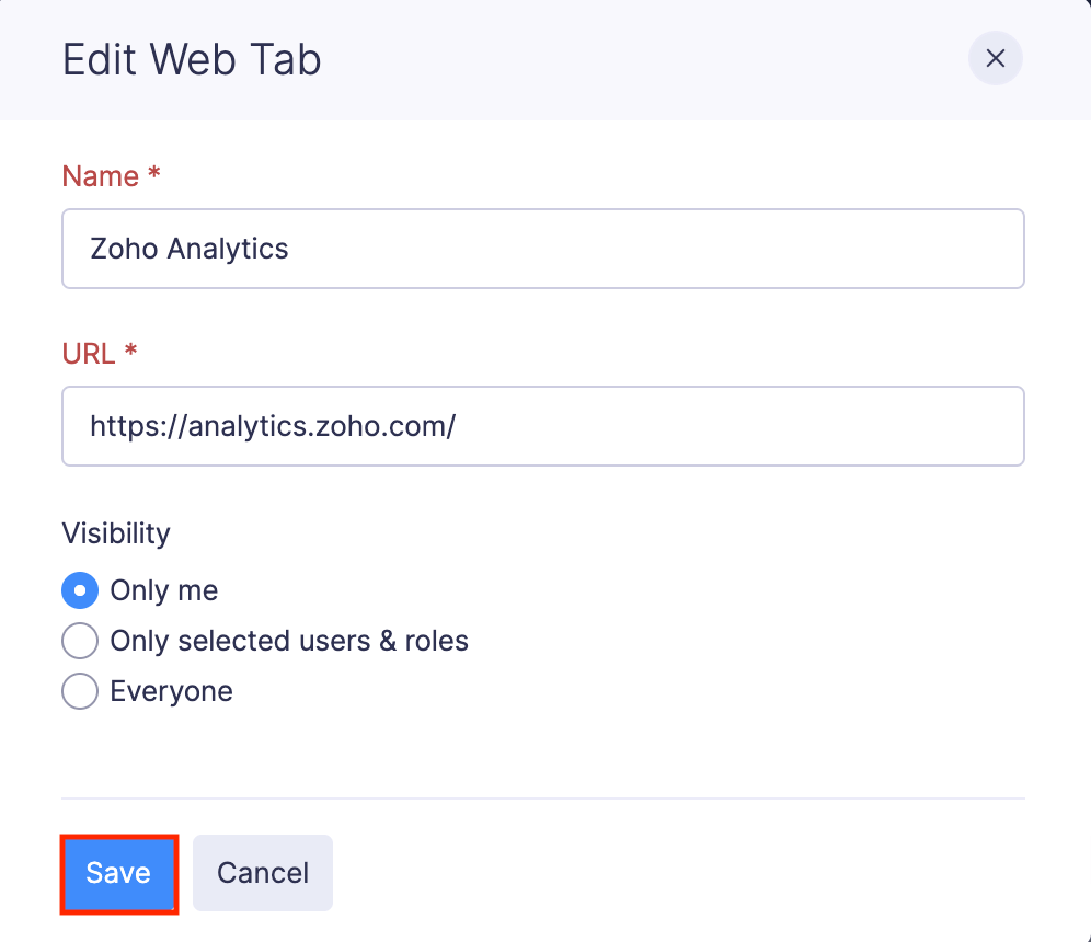 Edit Web Tab