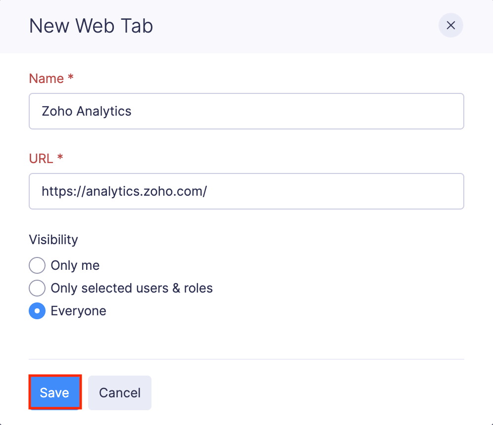 Create Web Tab