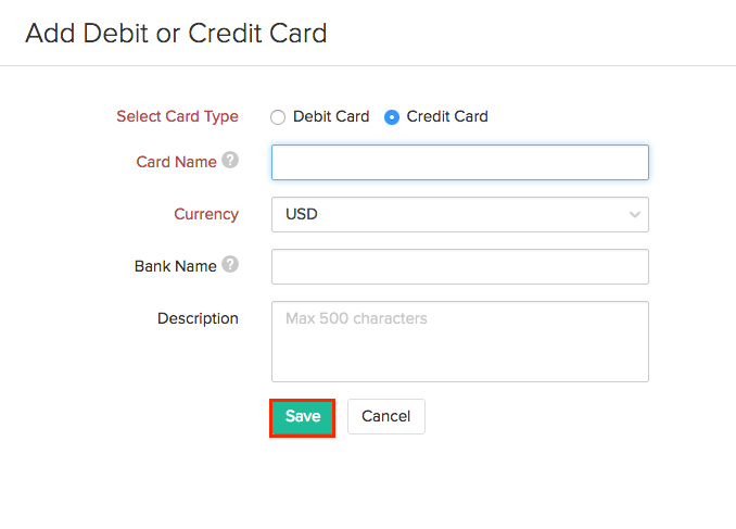 Adding card info manually