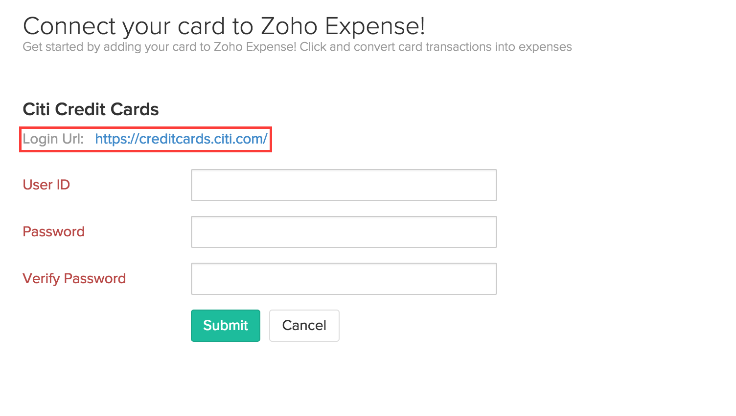 Enter Card Credentials