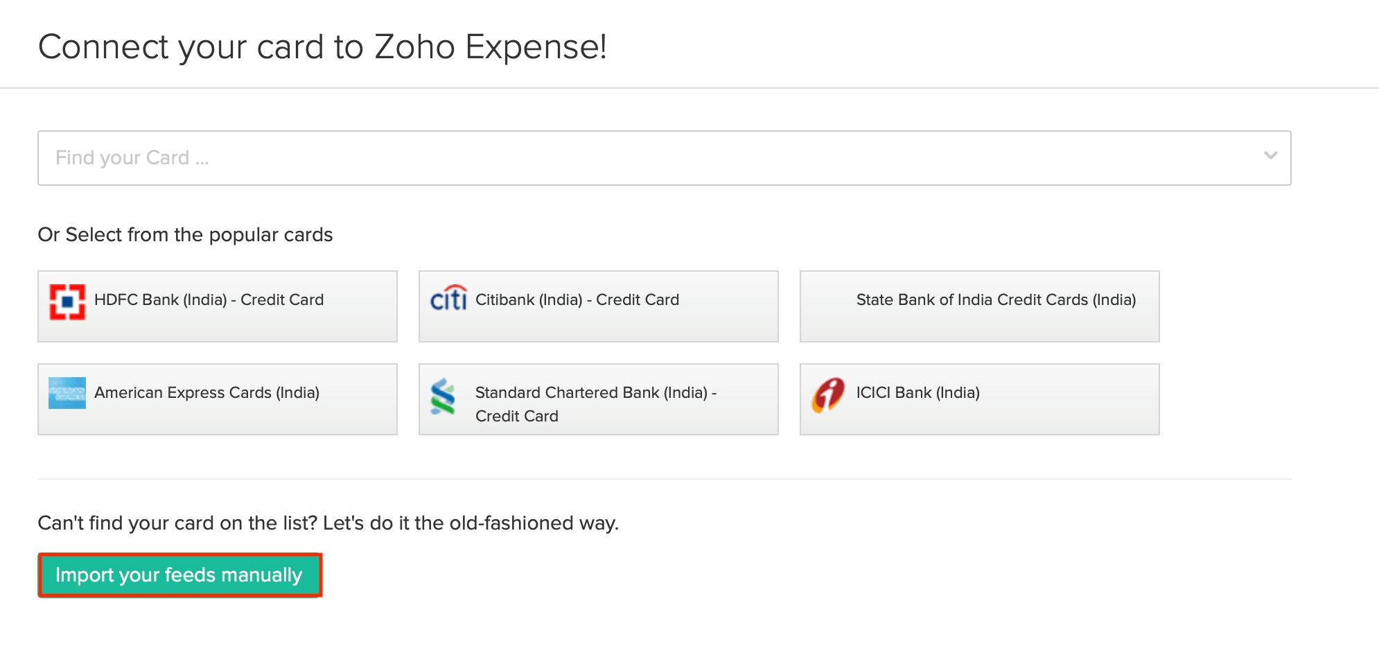 Adding card manually