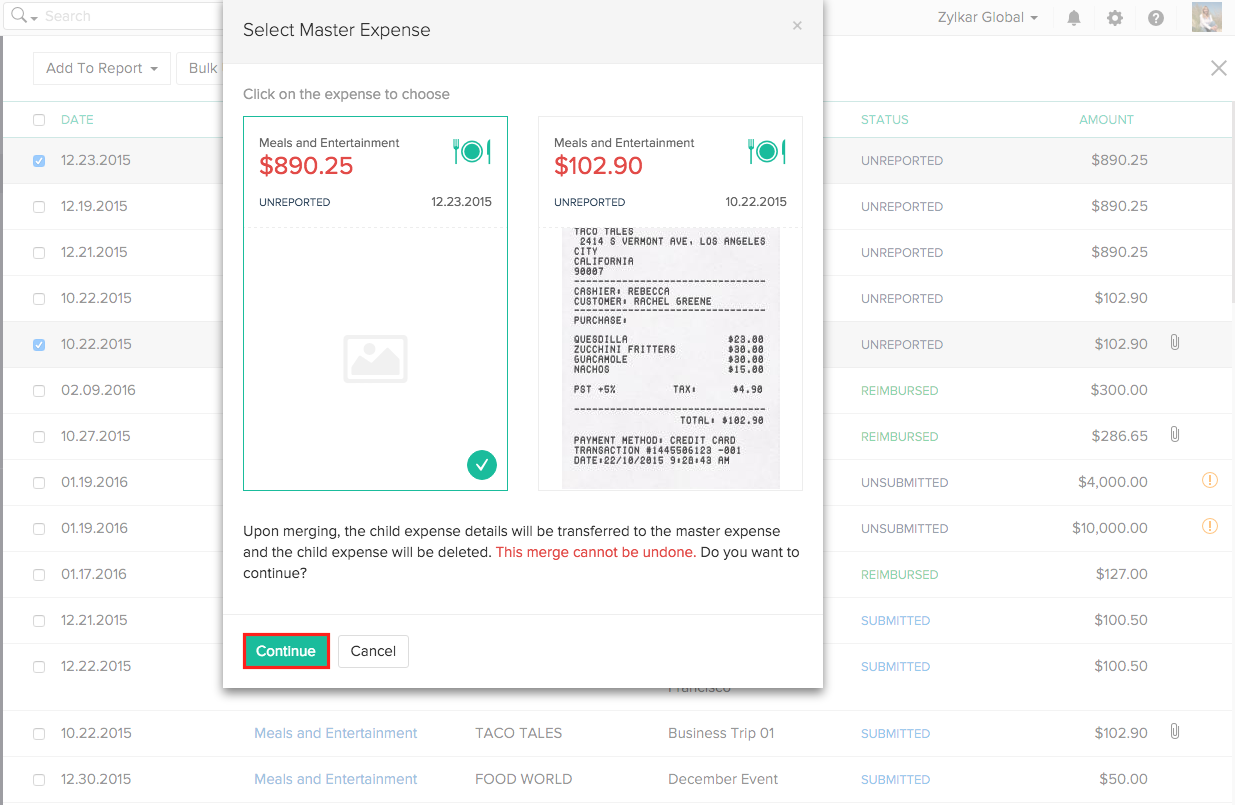 Select Master Expense