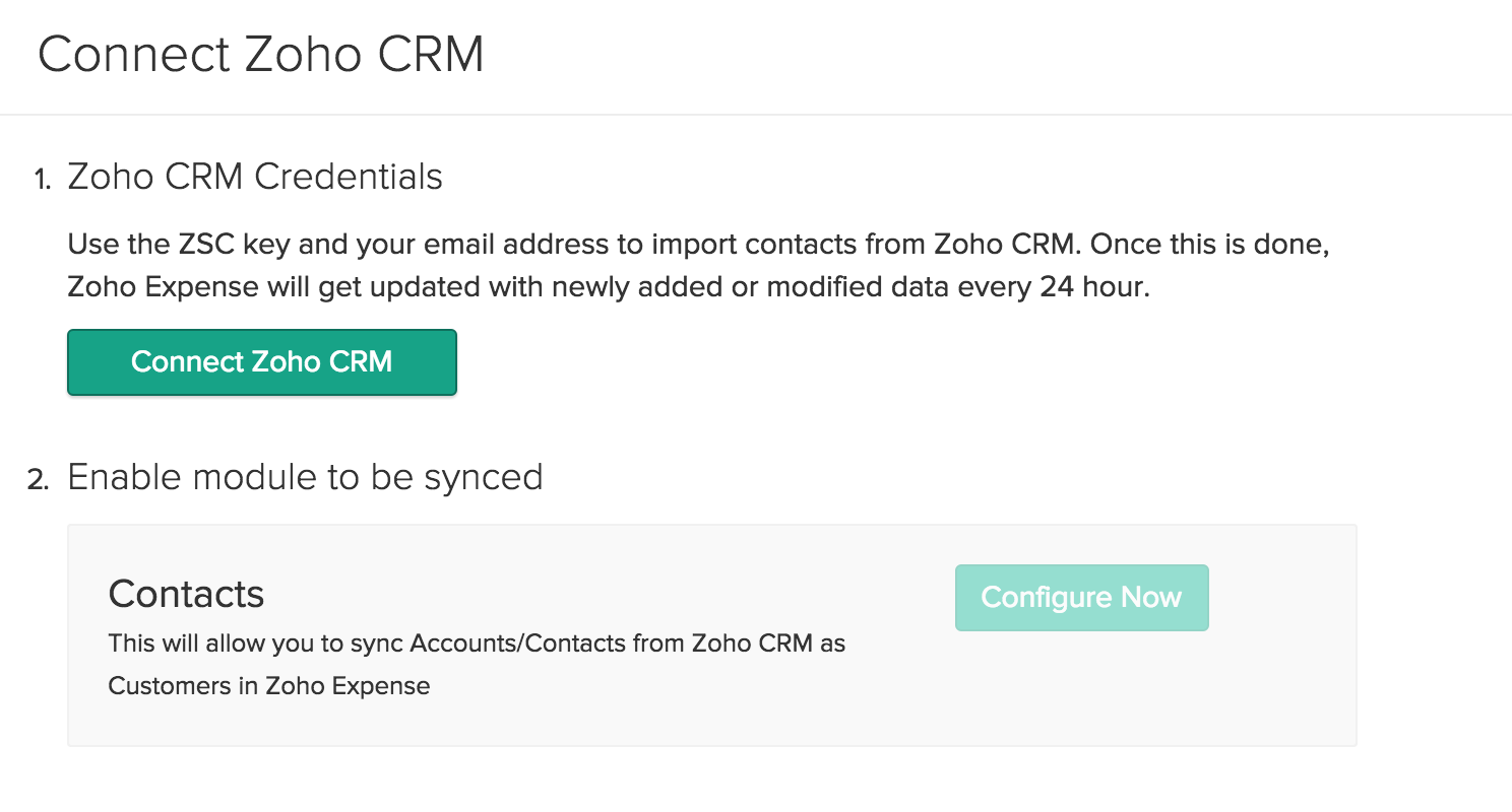 Connect Zoho CRM