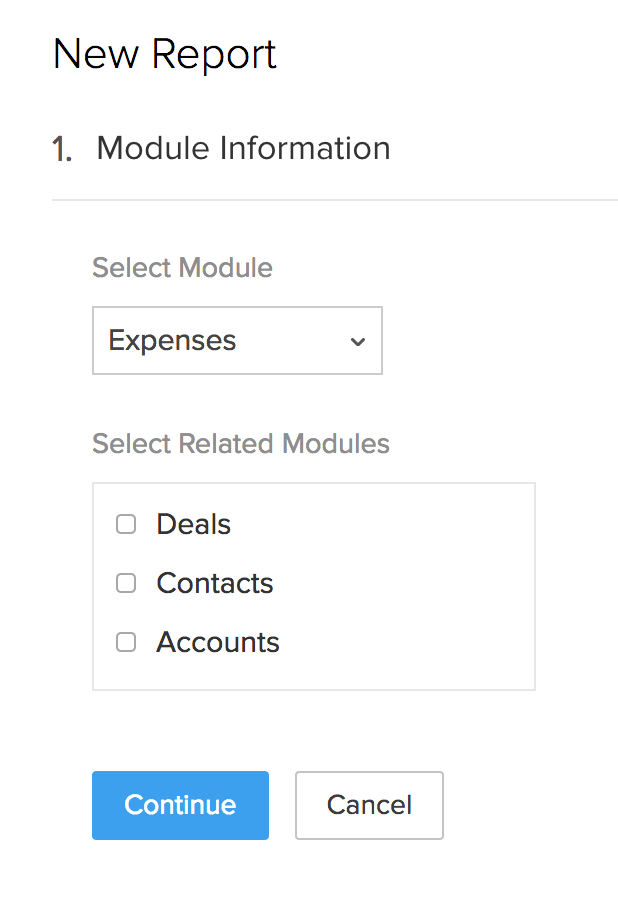 Select expense modules in CRM