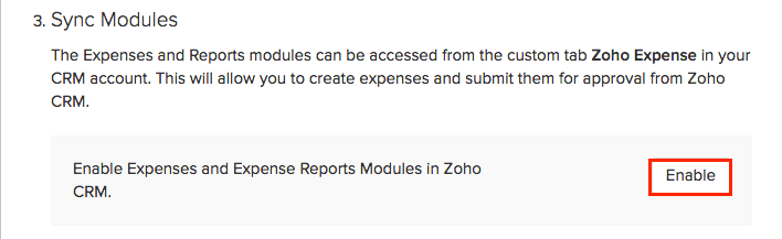 Syncing Zoho Expense modules
