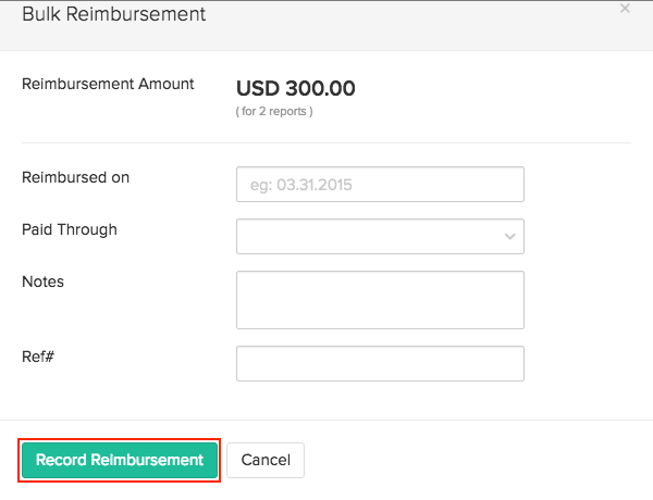 Enter details for reimbursement