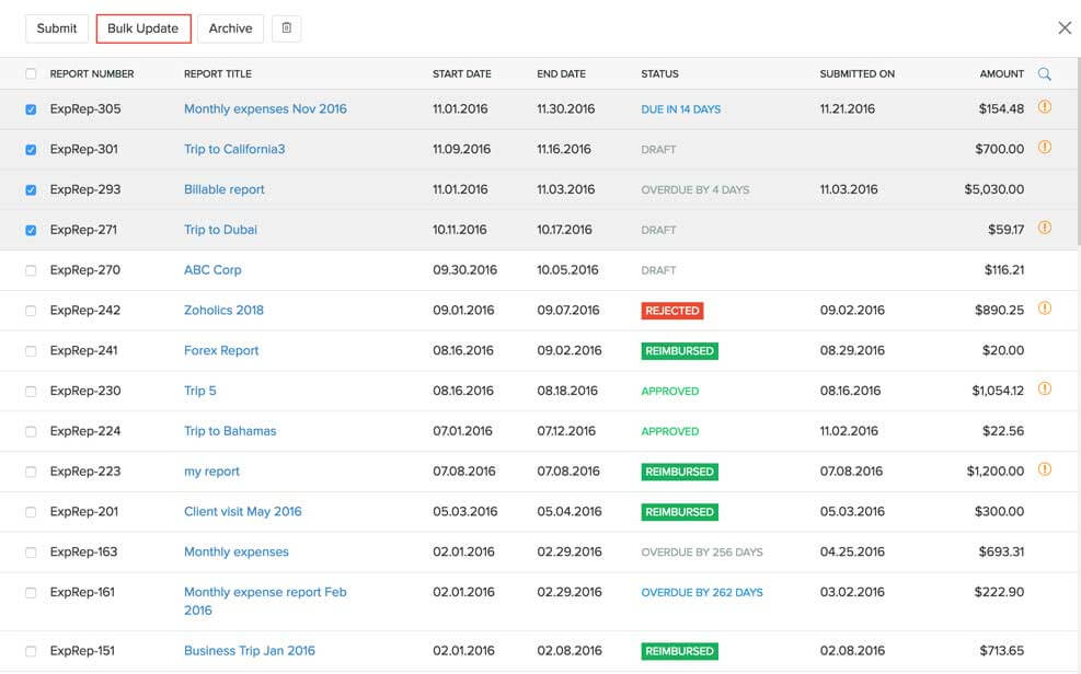 Updating reports in bulk