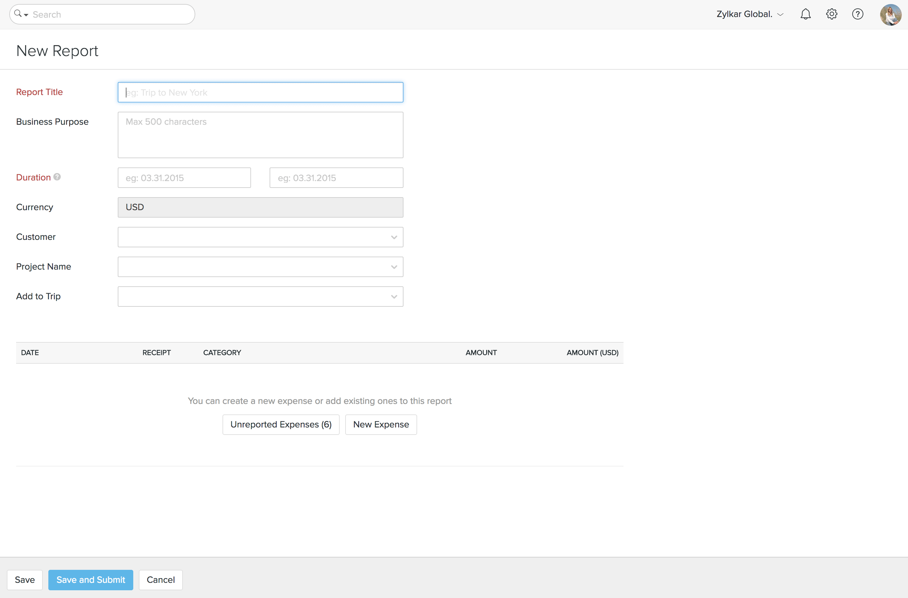 Creating Expense Reports
