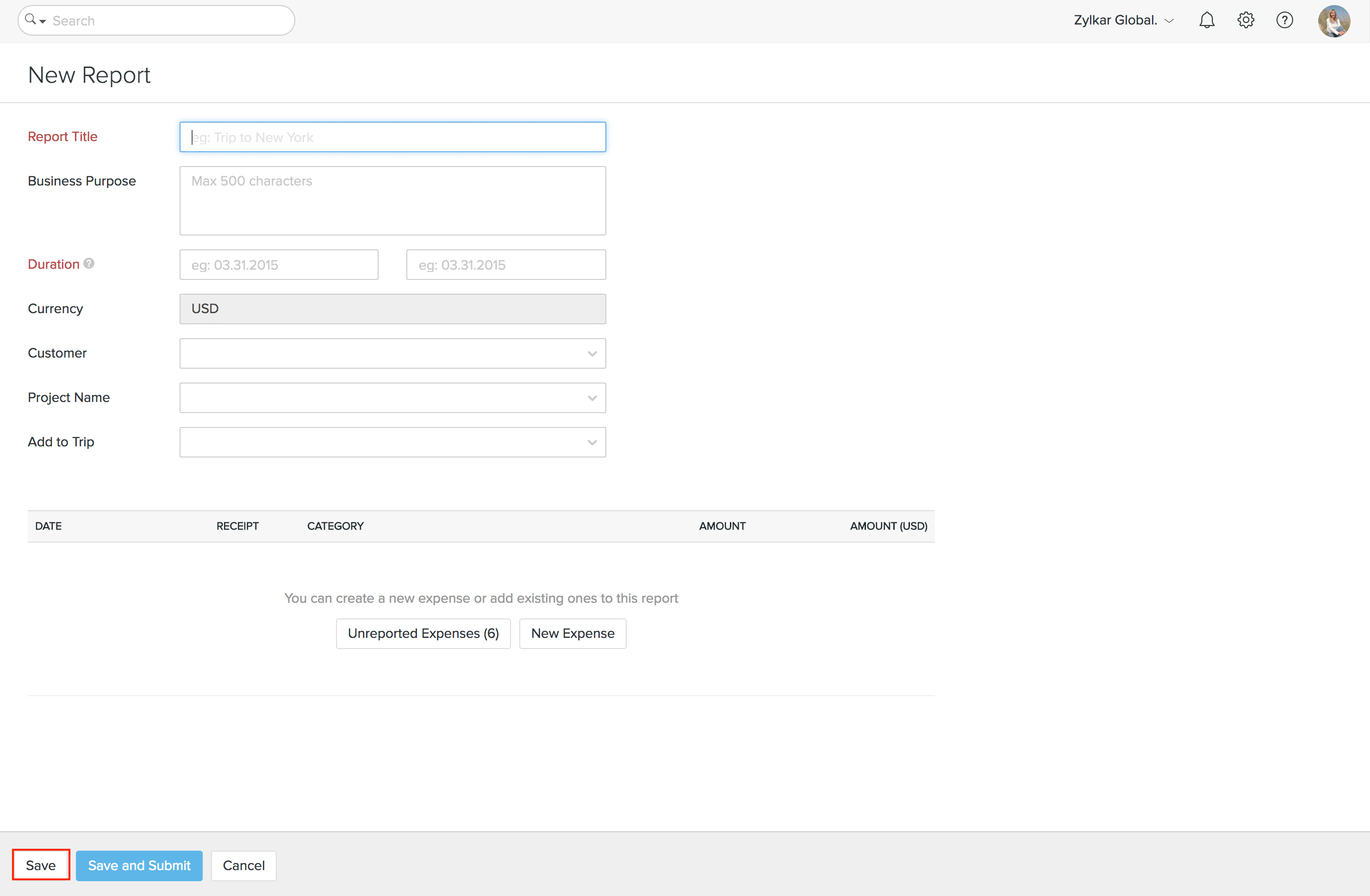 Save Expense Reports
