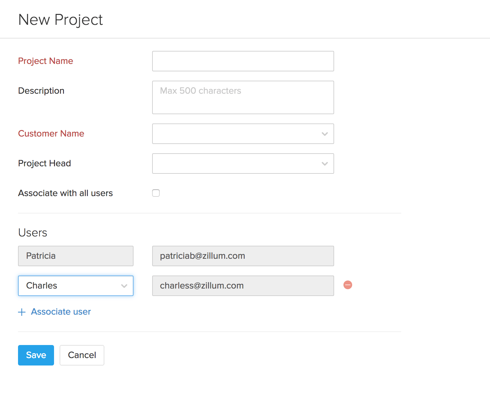 Associate users to projects