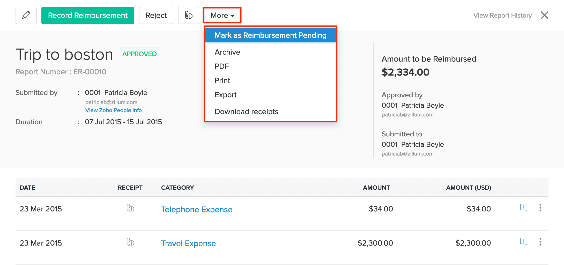 Change Report Custom Status