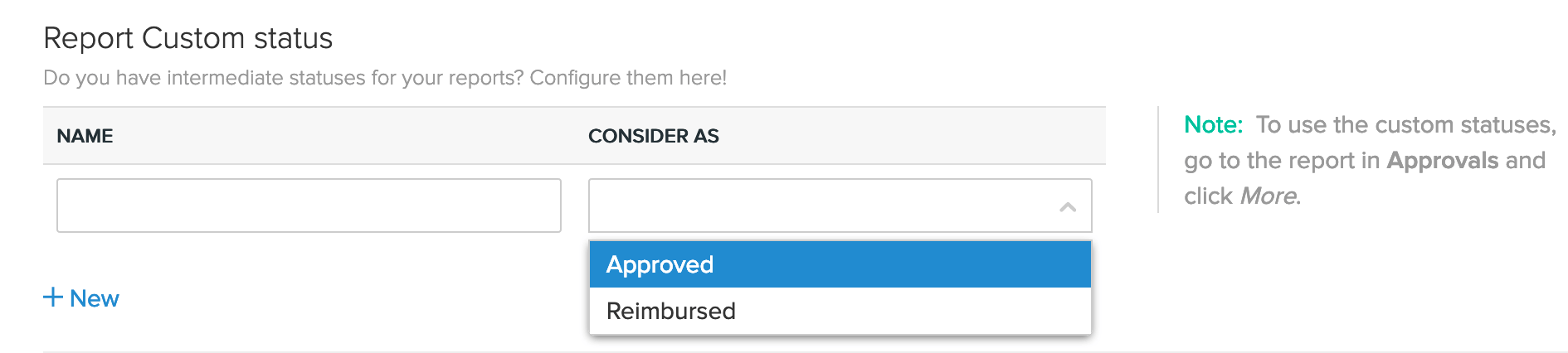Configuring Report Custom Status
