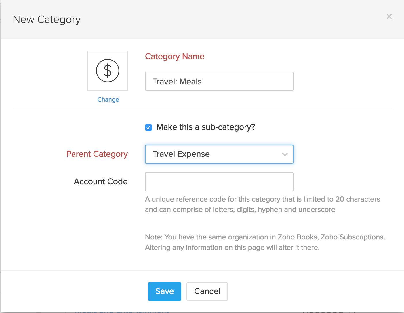 Create New sub-category