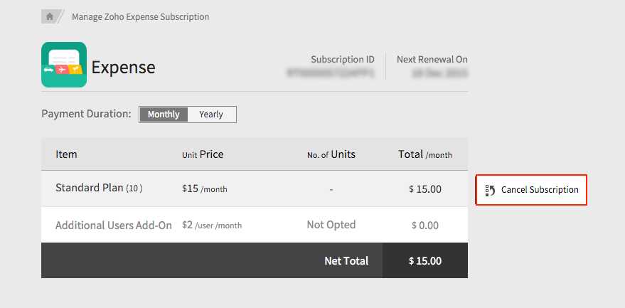cancelling subscription