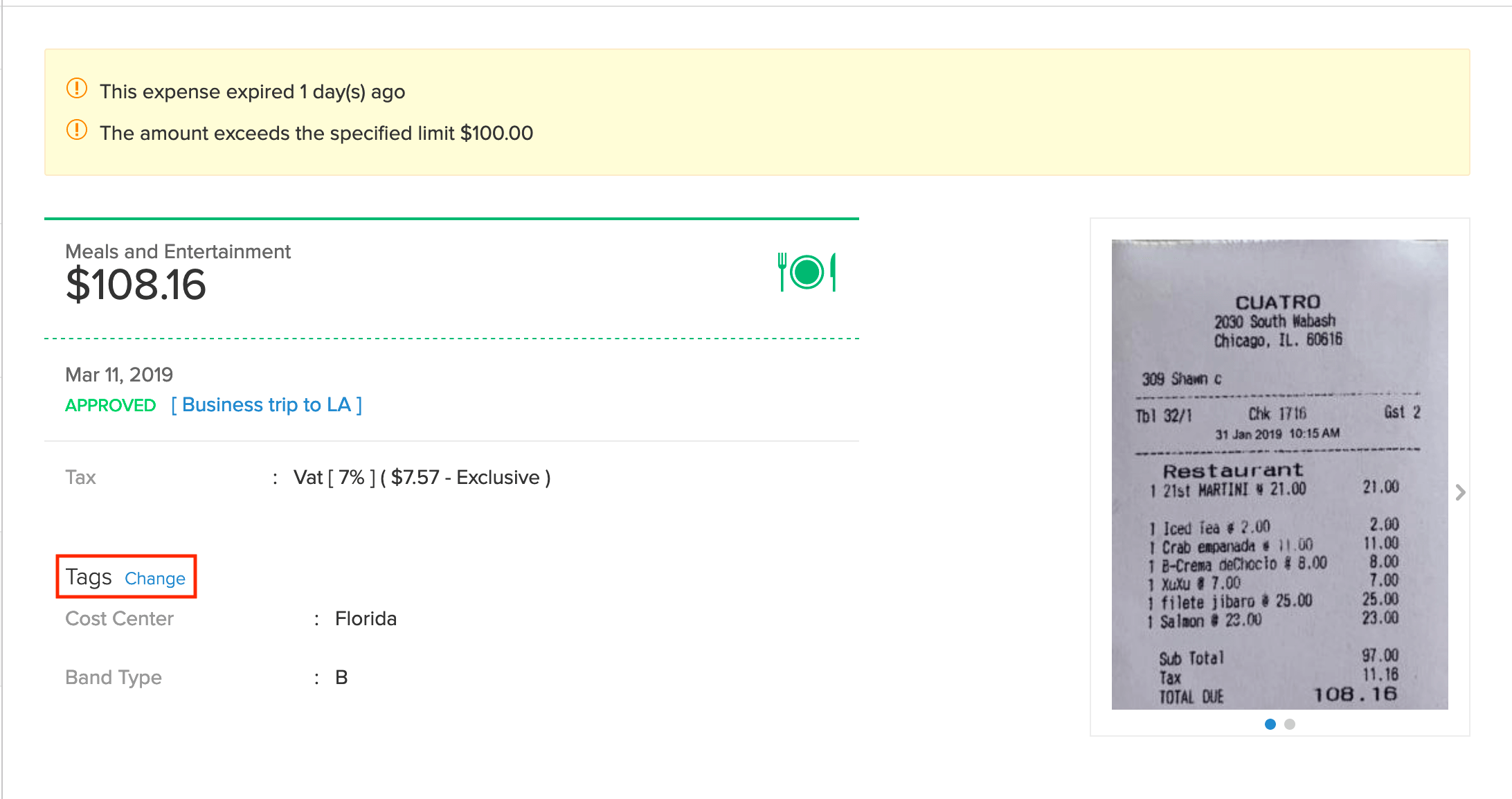 Changing Associated Tags in Expenses