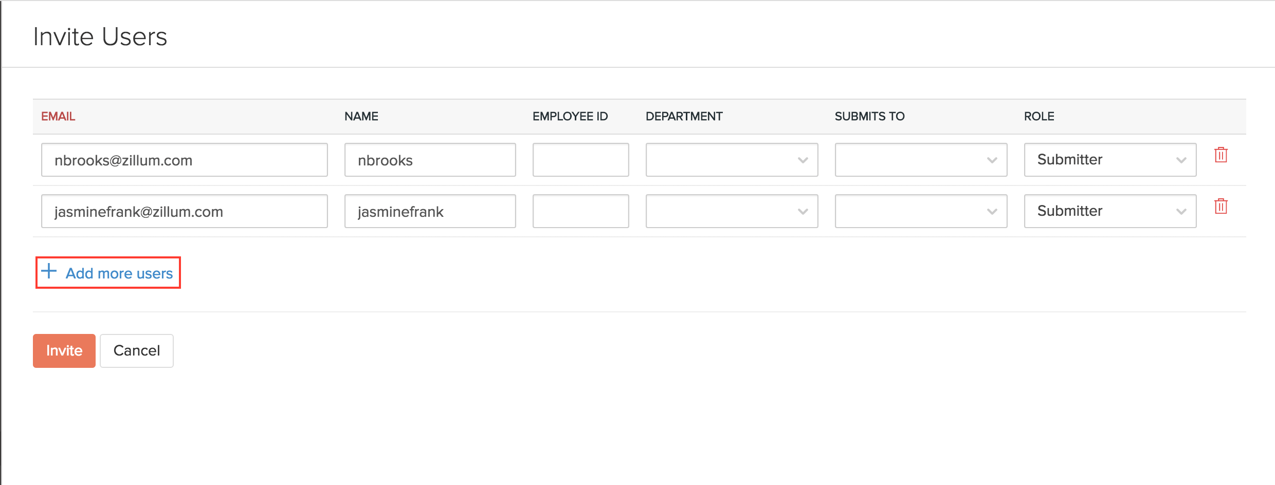 Invite multiple users