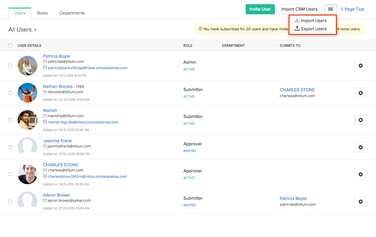 importing/exporting users