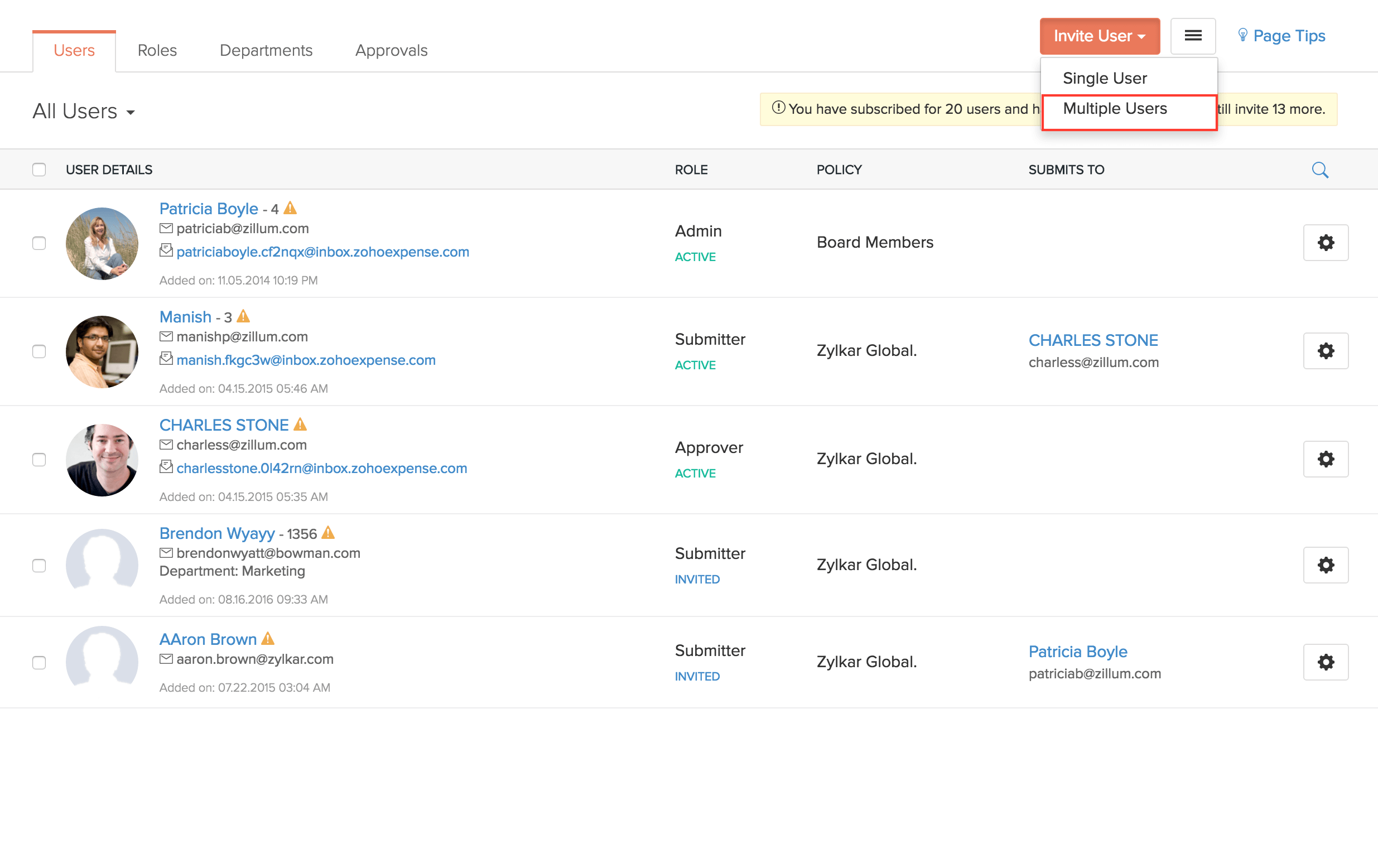 Invite multiple users