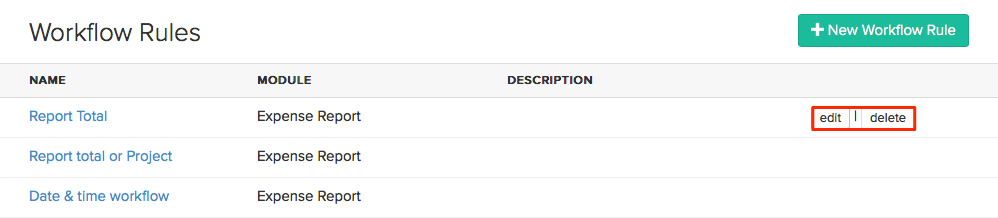 Edit and delete workflow