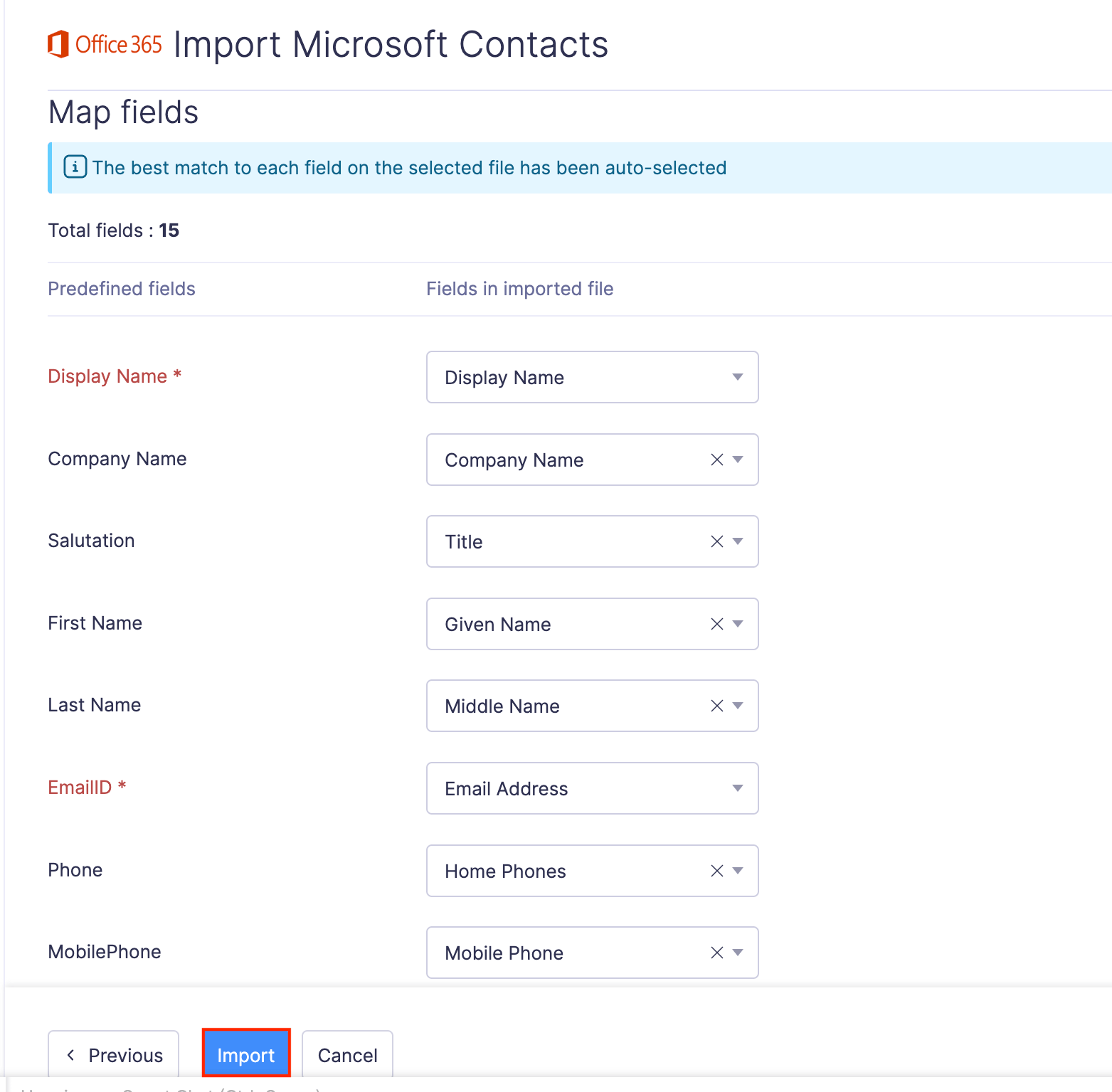 Import Microsoft Contacts