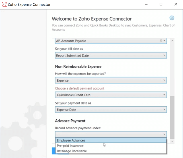 Export to QuickBooks Desktop for advance payment