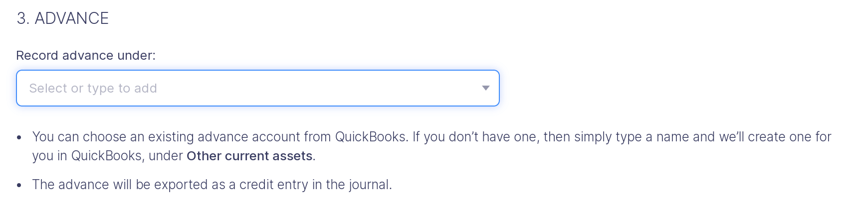 Export Advance to QuickBooks Online