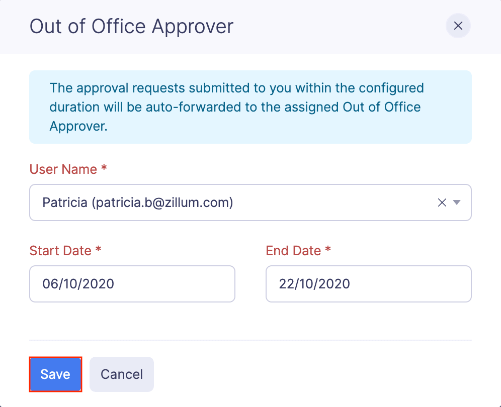 Add Out Of Office Approver