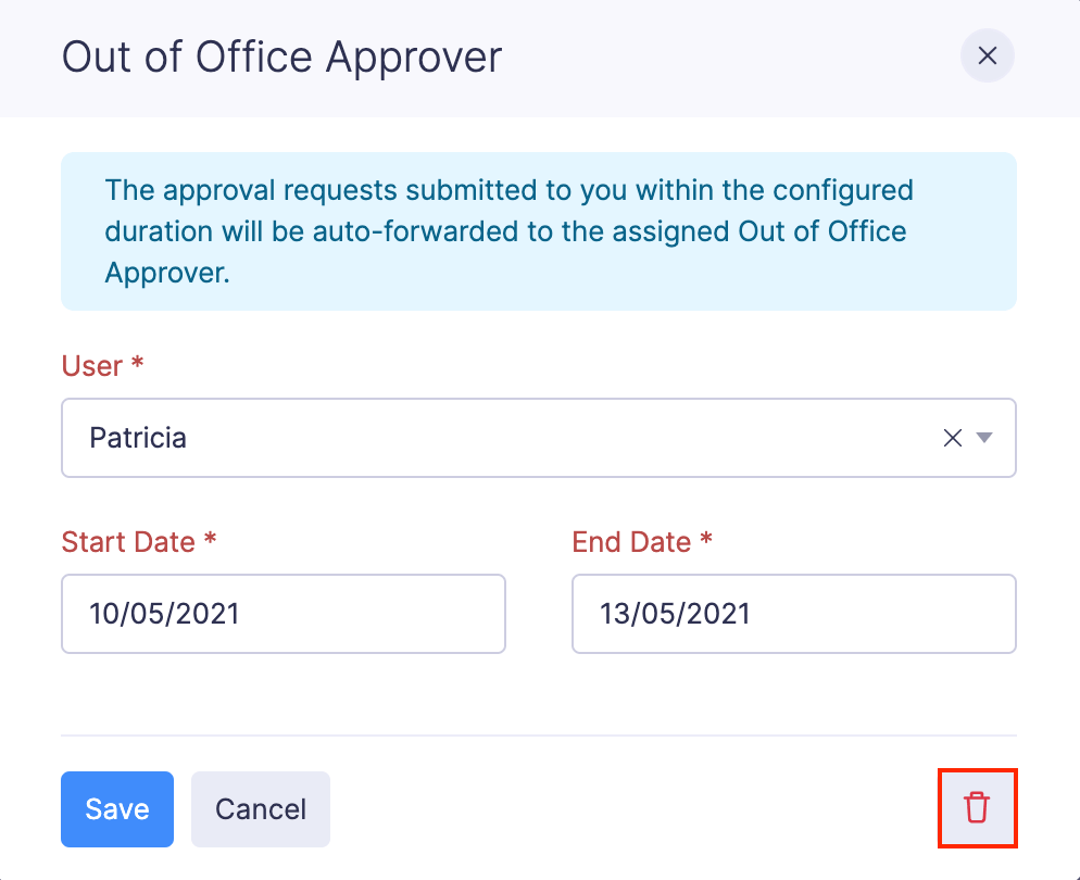 Delete Out Of Office Approver