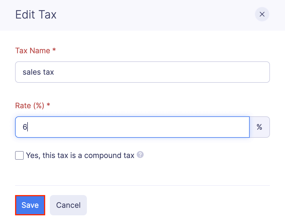 Editar um imposto
