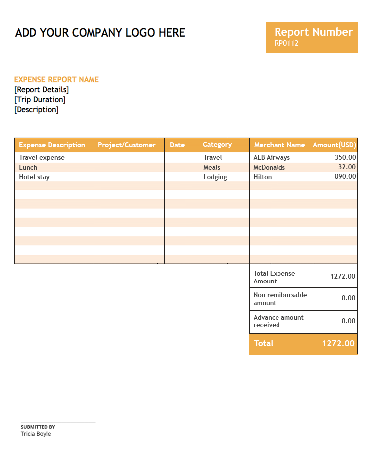 Expense Report Template - Zoho Expense