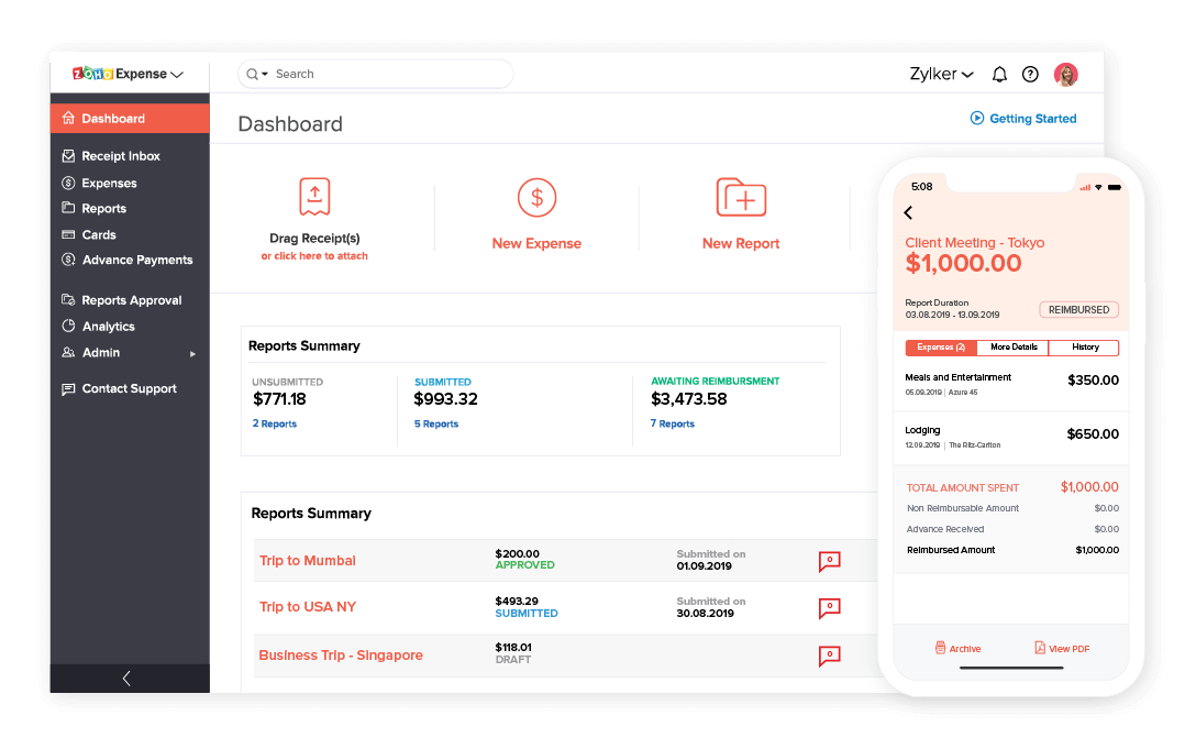 Online Expense Report Software Zoho Expense