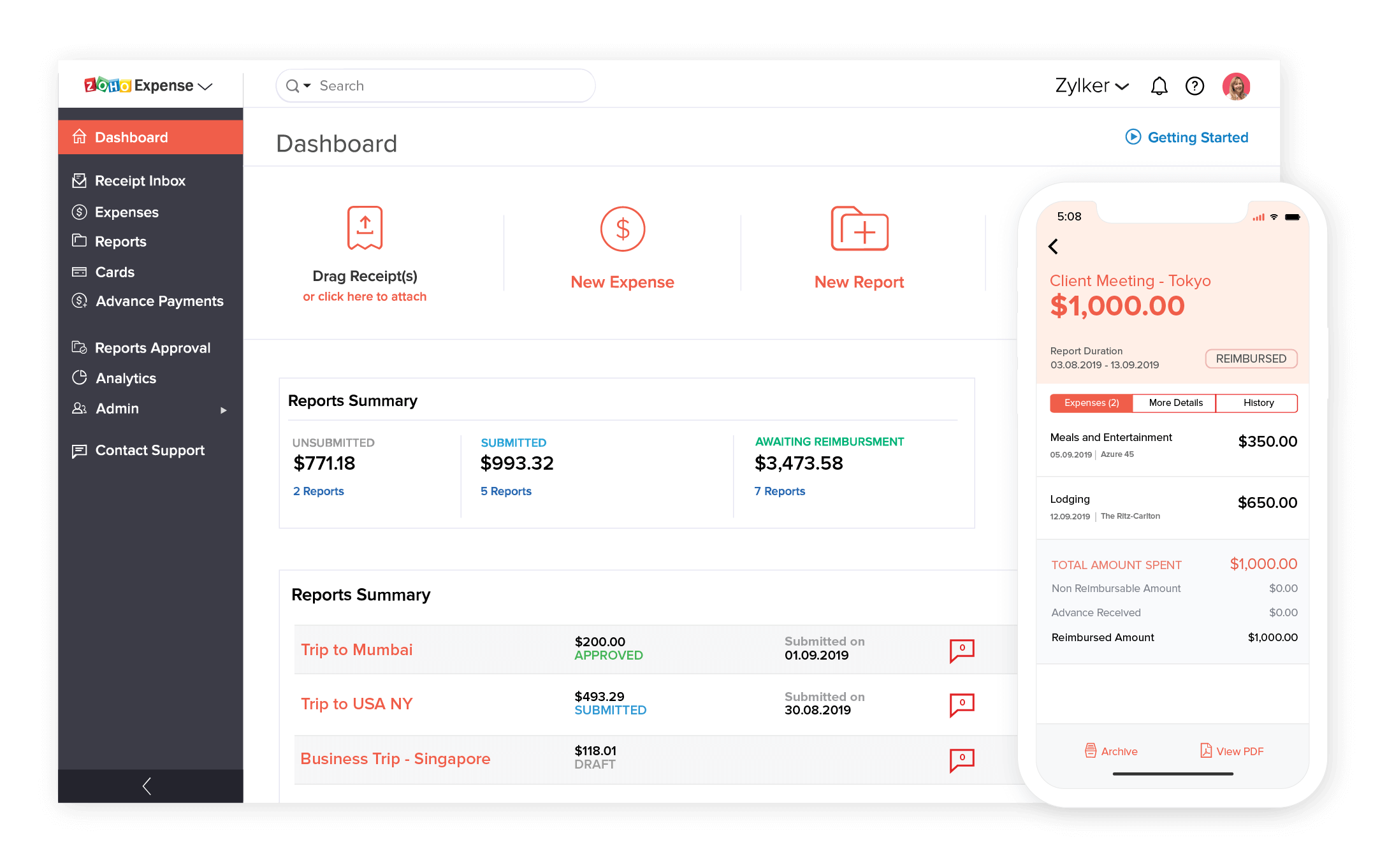 オンライン経費管理ソフトウェア | Zoho Expense