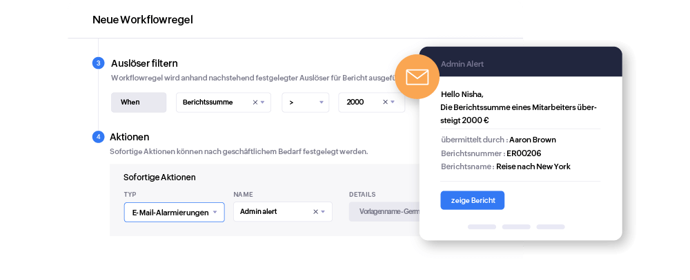 Screenshot depicting automation features in Zoho Expense