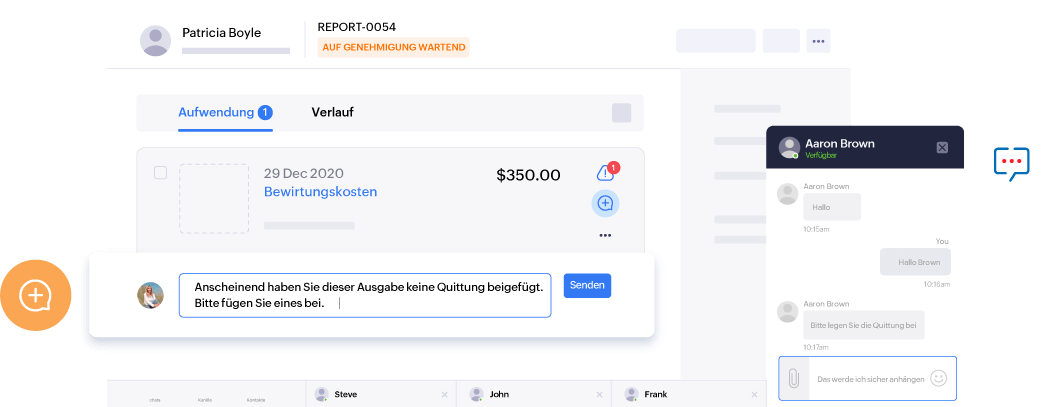 Screenshot depicting collaboration in Zoho Expense