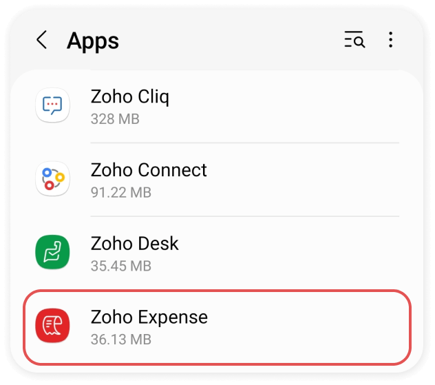 Search Zoho Expense