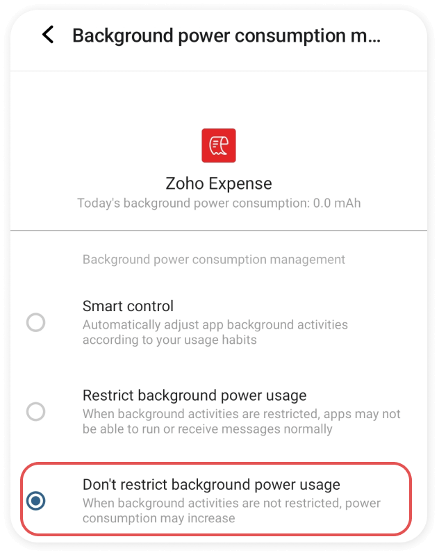 Don't Restrict Background Power Usage